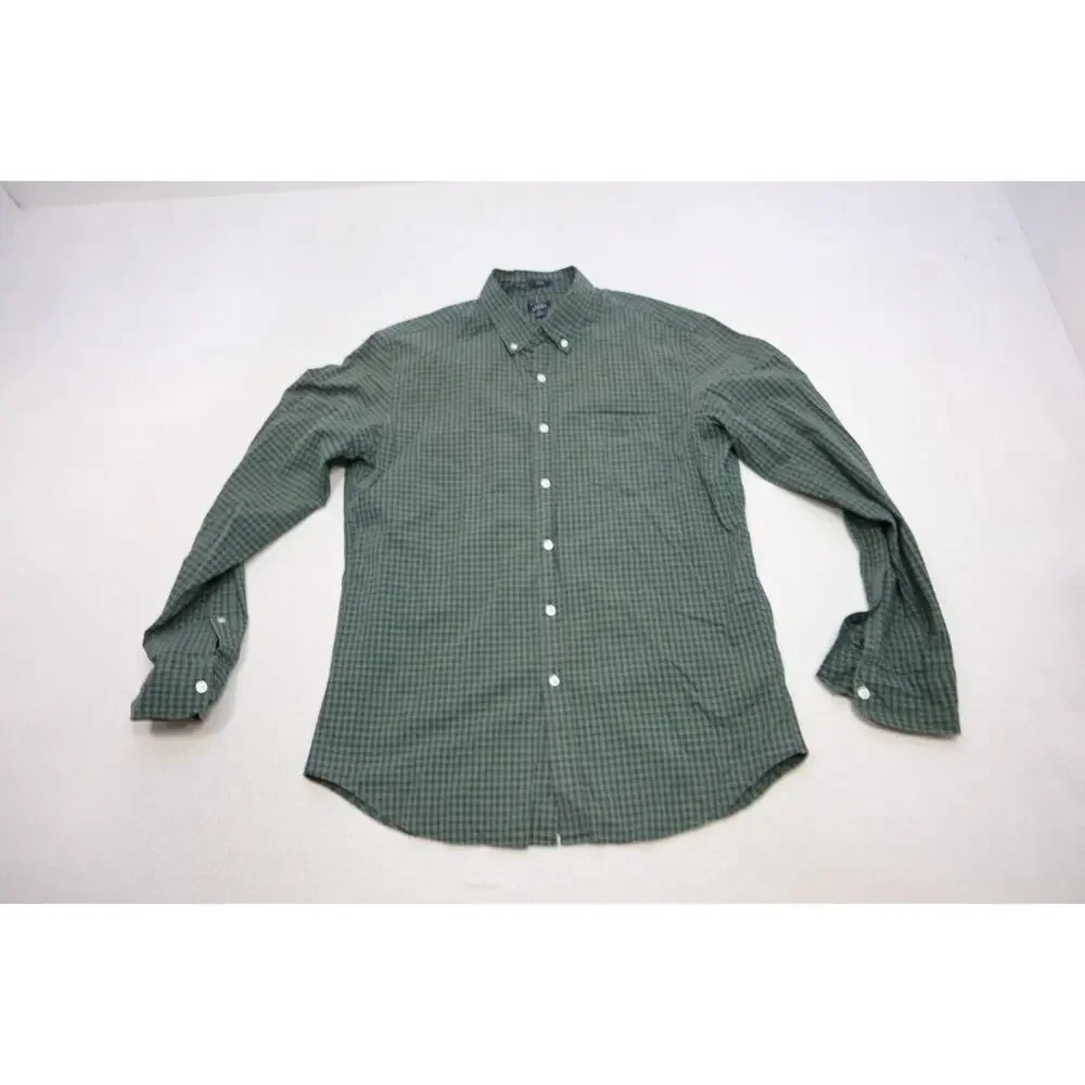 J Crew Flex Wash Dress Shirt Slim Fit Plaid Button Up Long Sleeve Mens Sz‎ Large